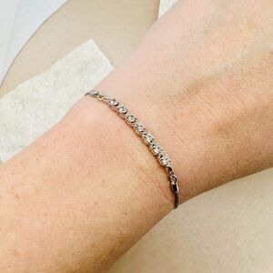 EUC 925 Sterling Silver Lab-Created White Sapphire Bolo Bracelet